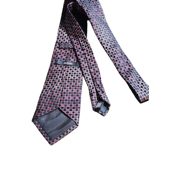 Alfani Men's Geometric Checkered Silk Tie Classic - Picture 13 of 13
